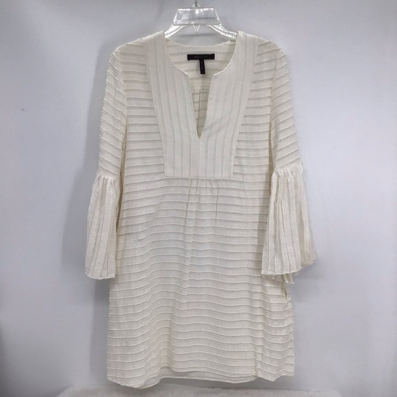 BCBGMaxAzaria Aidan Woven Bell Sleeve Dress Summer Beach Ivory Size Small - Picture 7 of 7